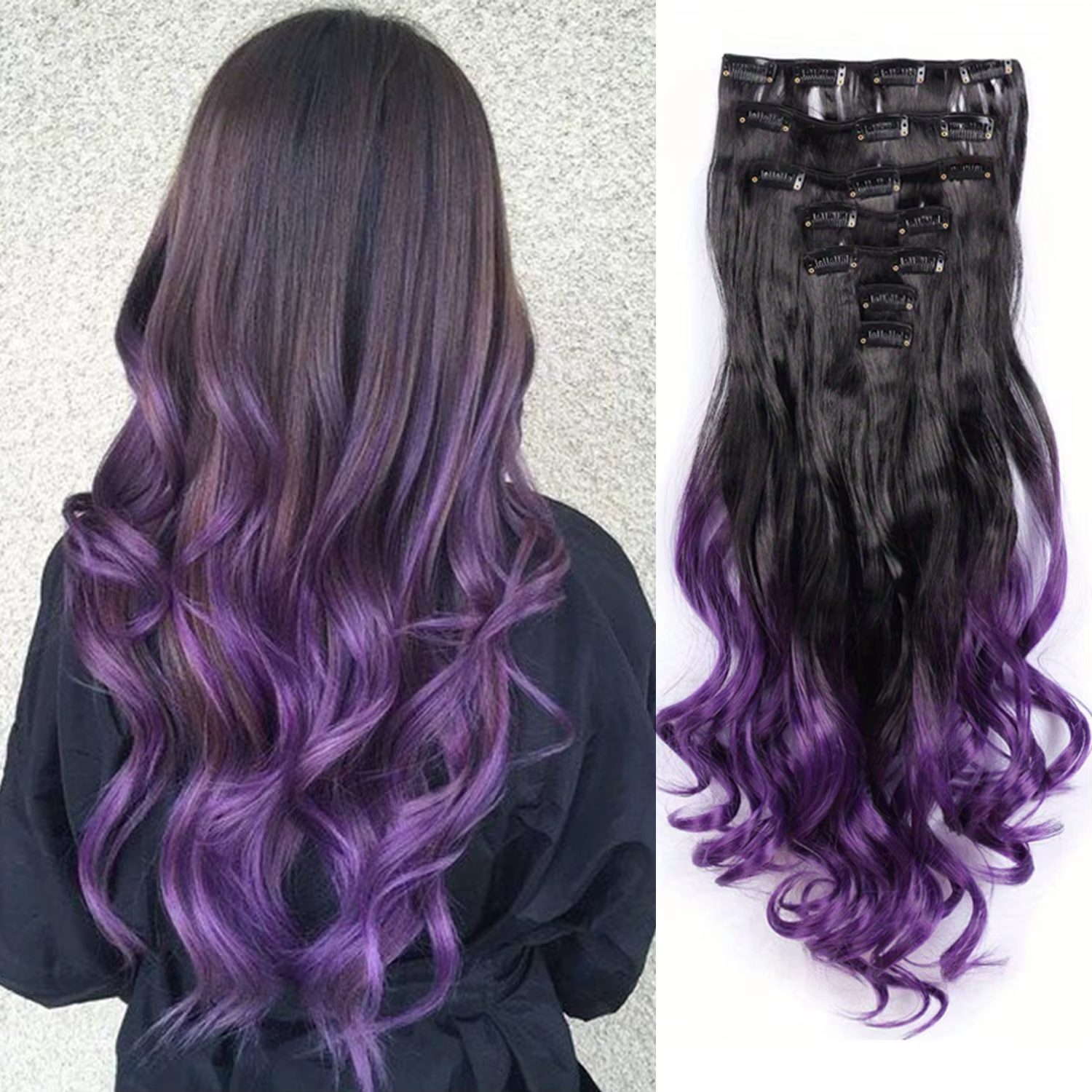 Extensions de cheveux synthétiques à clip pour femmes et filles