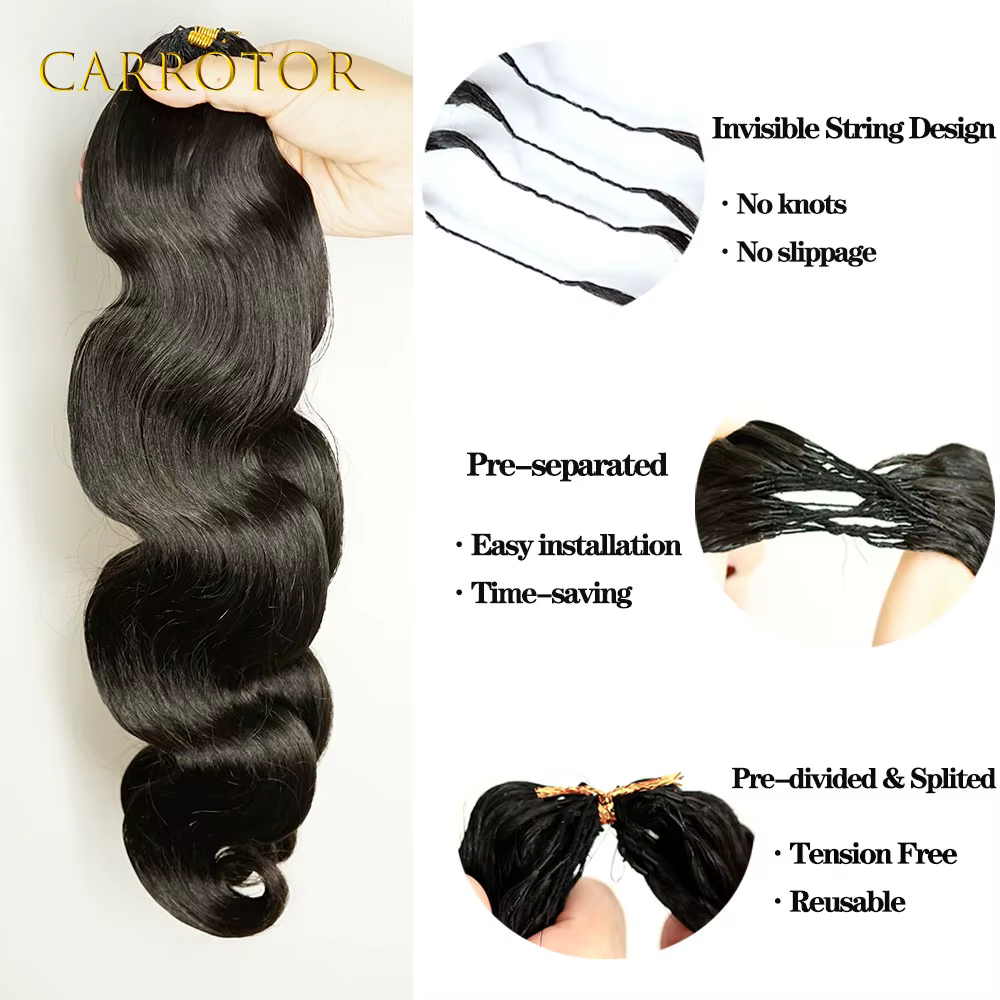 Extensions de cheveux au crochet sans nœuds pré-séparées