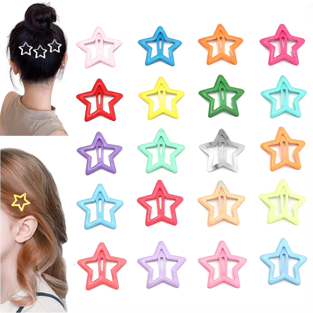 50 pcs/lot métal coloré enfants BB pinces à cheveux Y2K étoile