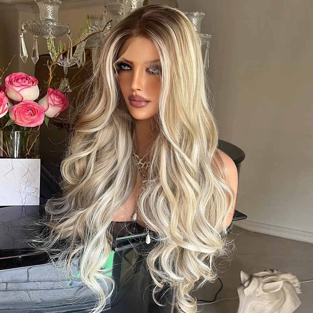 Perruque Lace Front Wig synthétique ondulée de luxe pour femmes