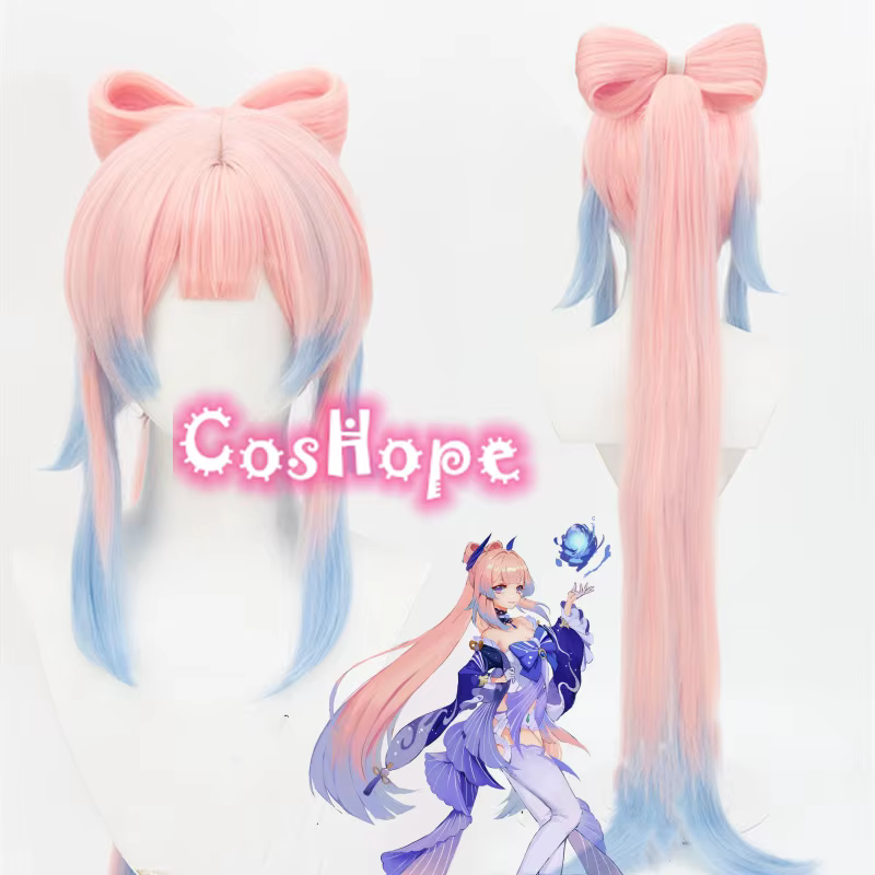 Kokomi Cosplay perruque 120 cm rose mixte bleu