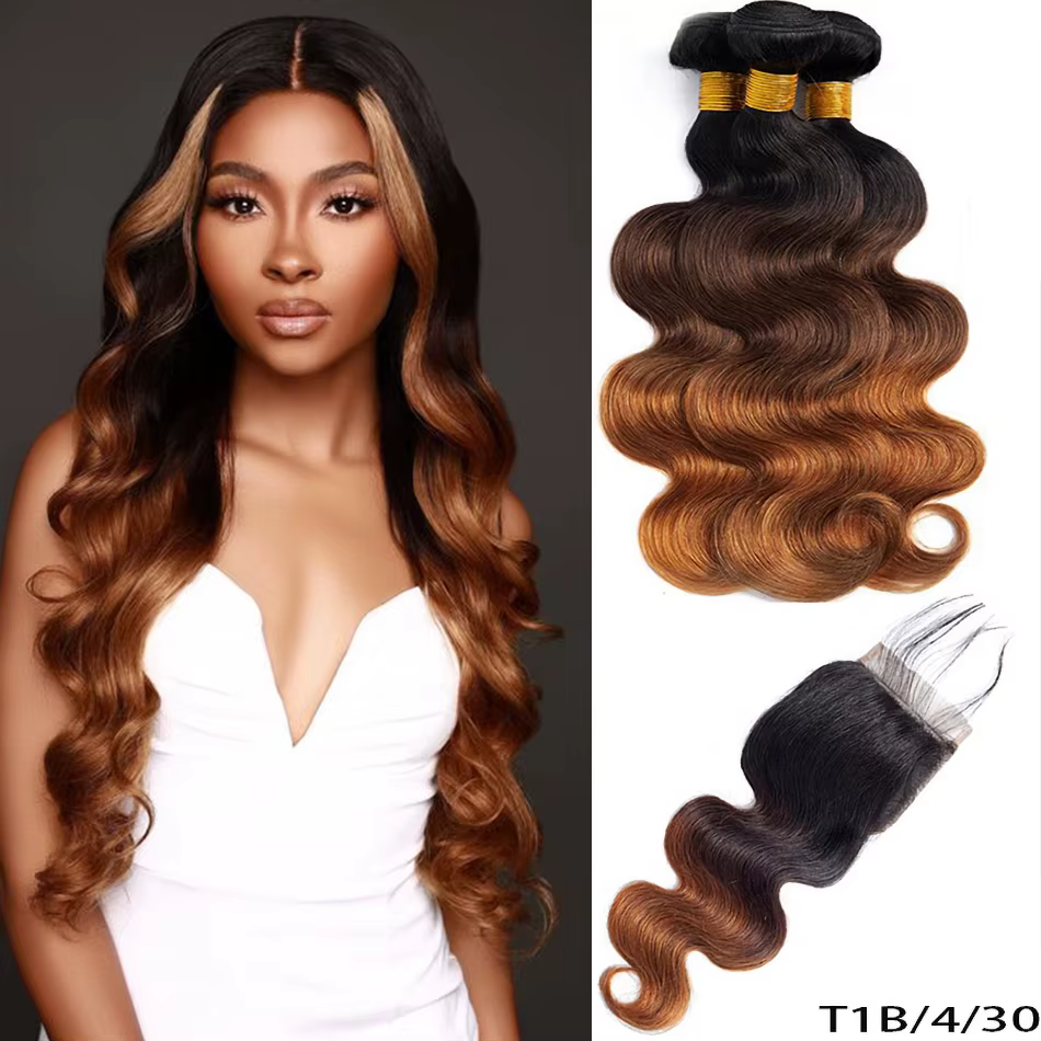Bundles de tissage de cheveux humains avec fermeture à lacet