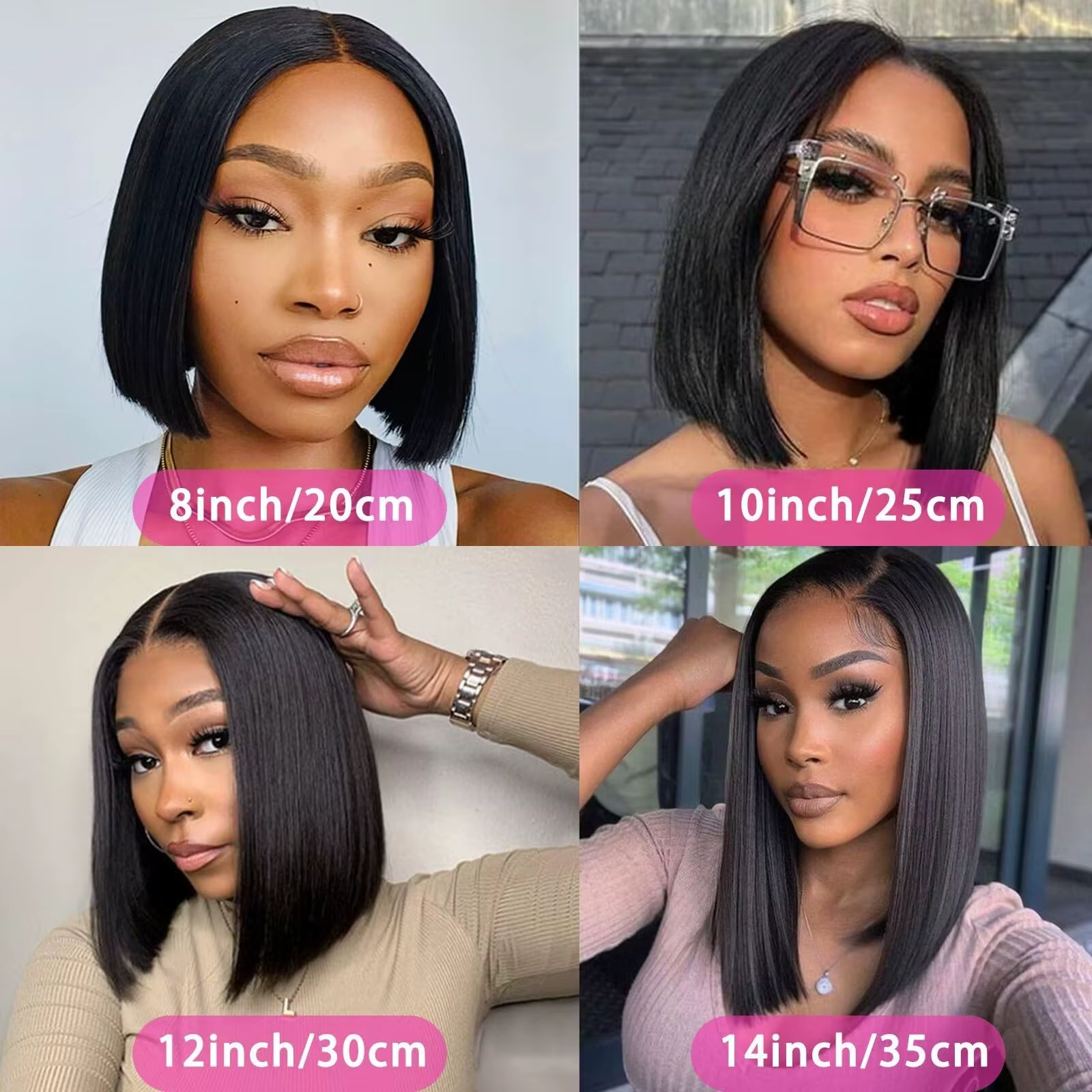 250 densité V partie perruque Bob droite perruques de cheveux humains 8-16 "pour les femmes brésilien vierge cheveux couleur naturelle fait à la Machine V forme perruque