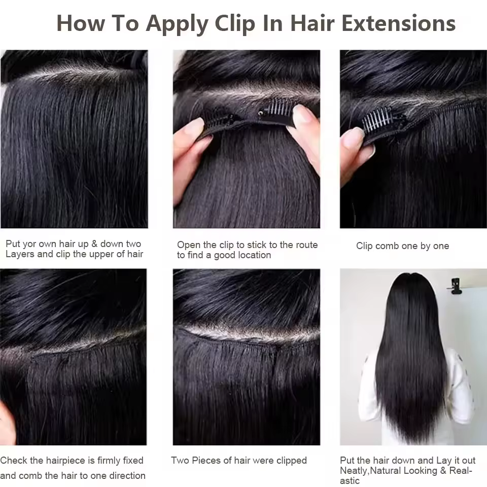 Extensions à clipser lisses ombrées brunes 26 pouces 200 grammes 12 #