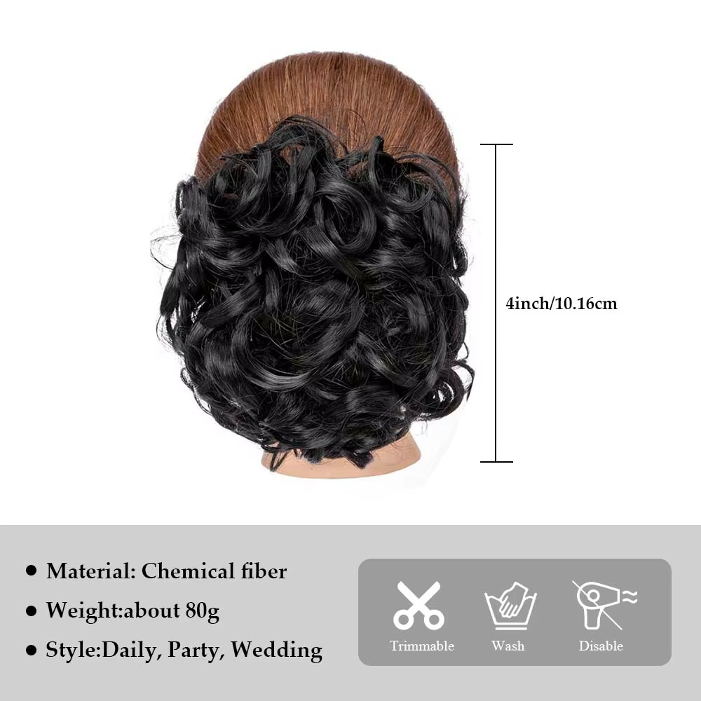Extension de chignon synthétique courte et bouclée
