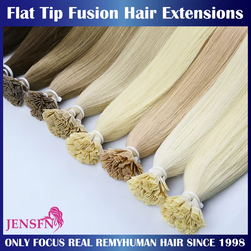 Extensions de cheveux humains à pointe plate JENSFN