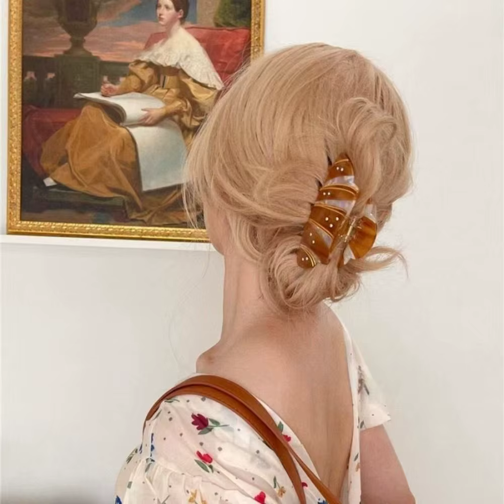 Style coréen Croissant cheveux griffe café drôle français diamant crabe pince chapeaux Kawaii acide acétique requin