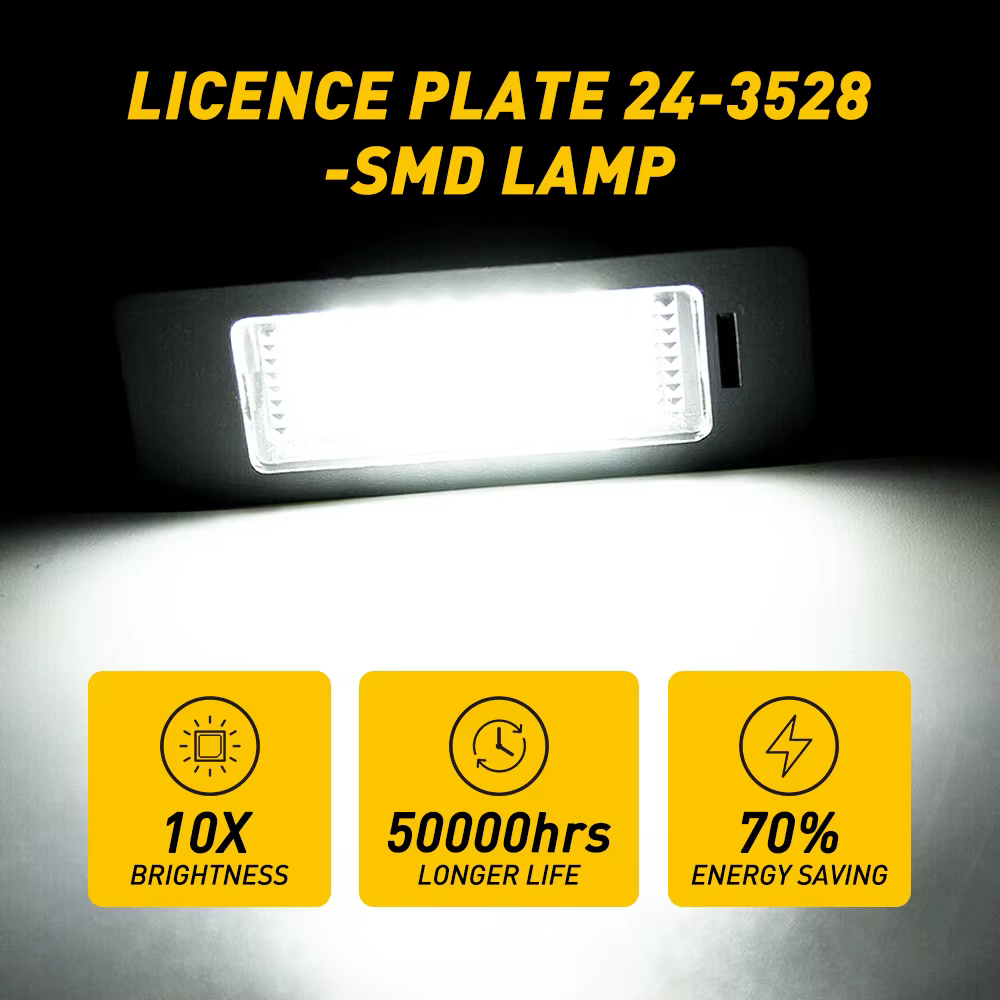 Lampe de Plaque d'Immatriculation pour BMW Série 1 3 5, E39, E60, E61, F10, F30, E82, E88, E90, E91, E92, E93, X5, E70, X6, E71, 2 Pièces