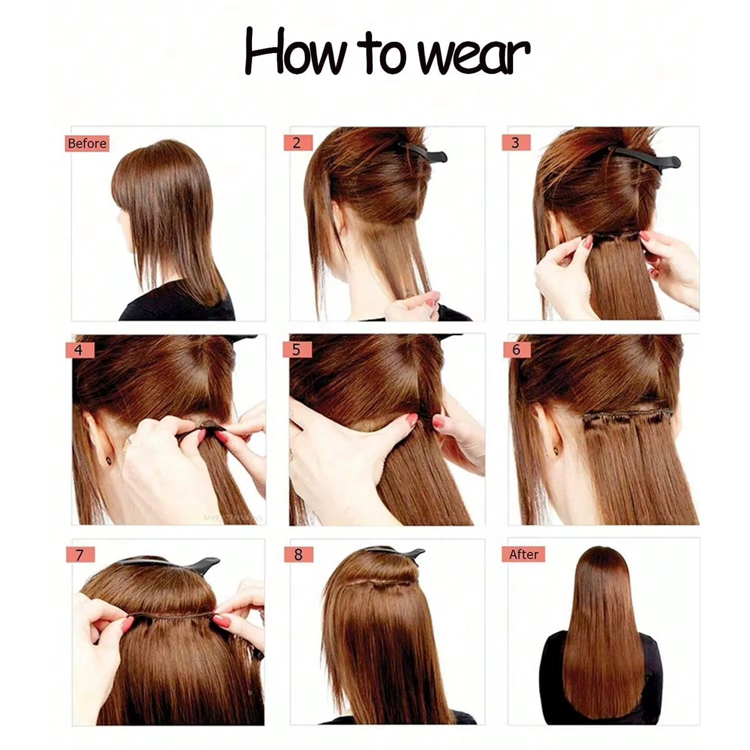Extensions de cheveux synthétiques 6 pièces
