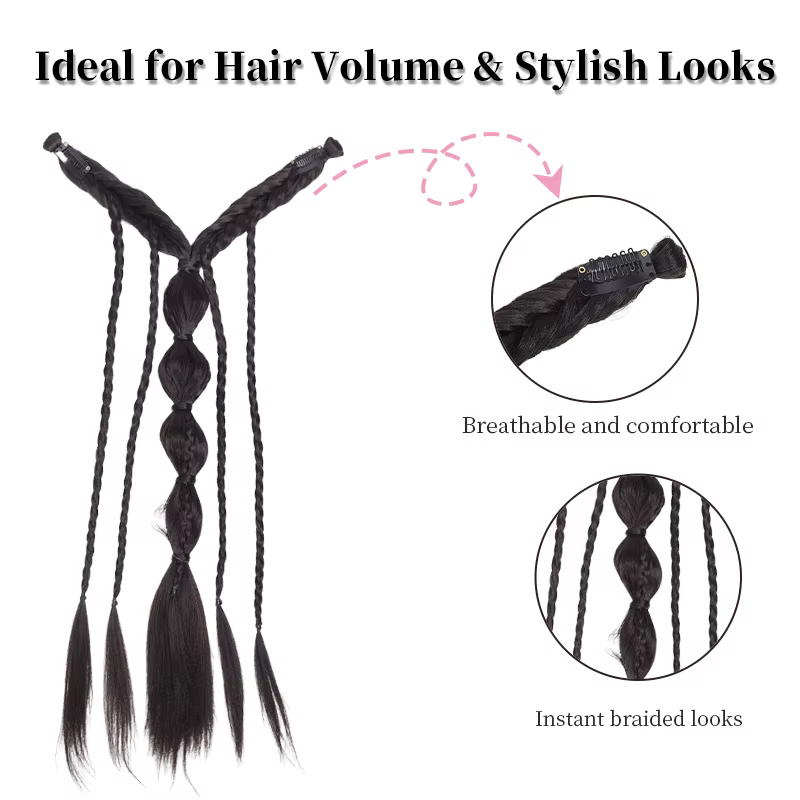Extensions de cheveux tressés style elfe à demi-tête avec pinces BB