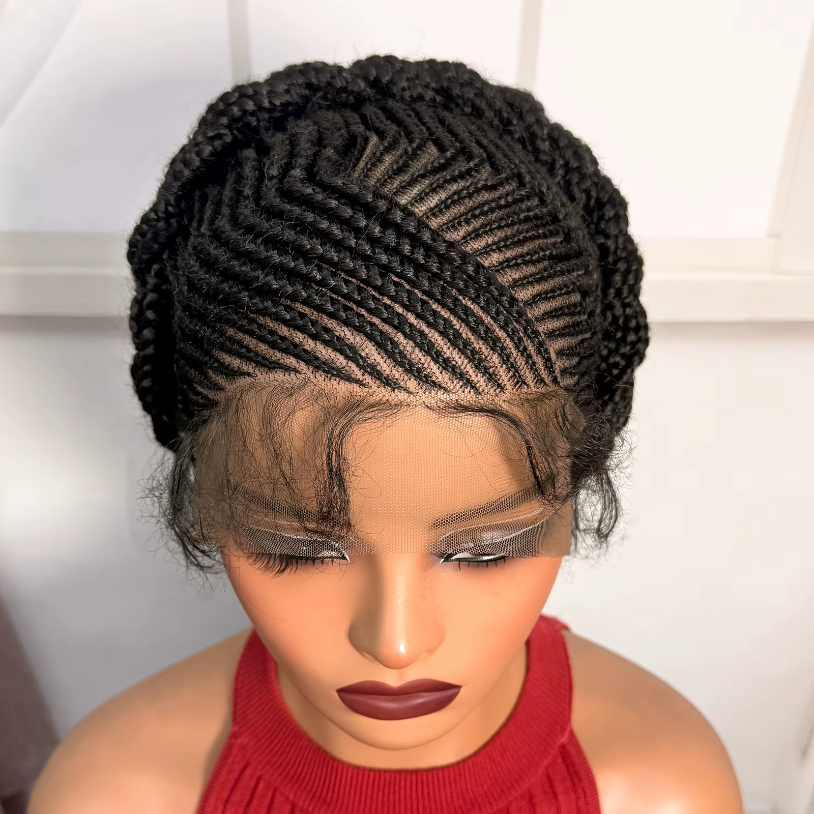 Perruques courtes tressées naturelles en cornrows