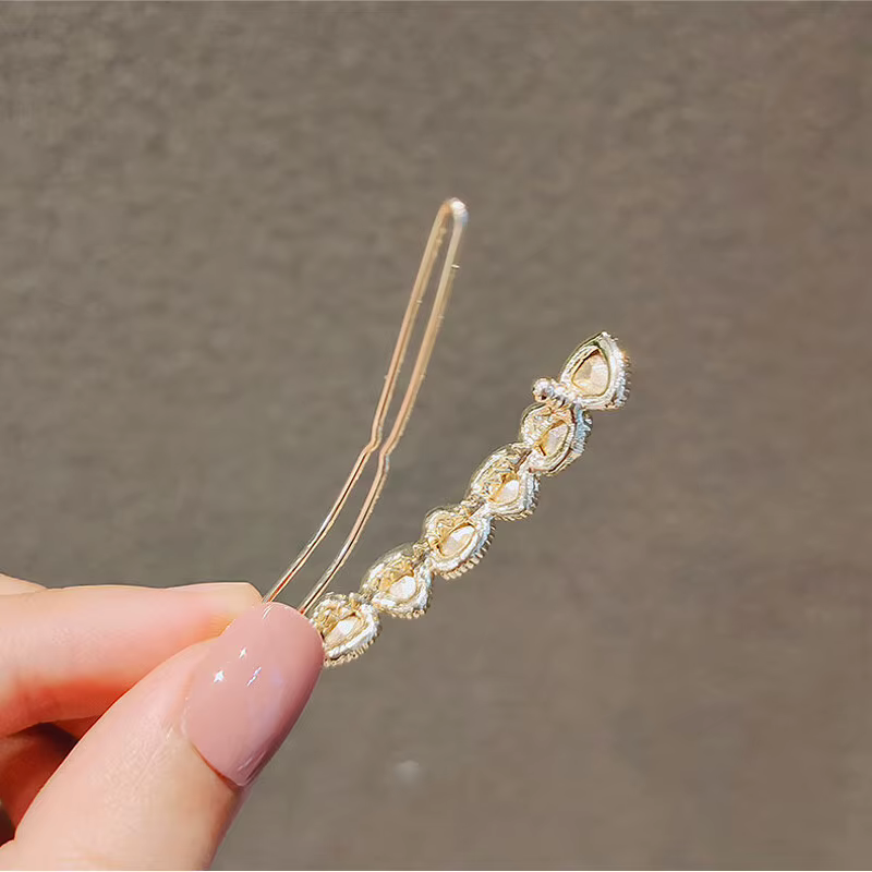 Pinces à Cheveux Géométriques en Clip et Strass