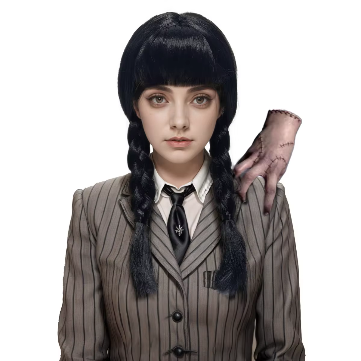Perruque synthétique de Cosplay du mercredi addam