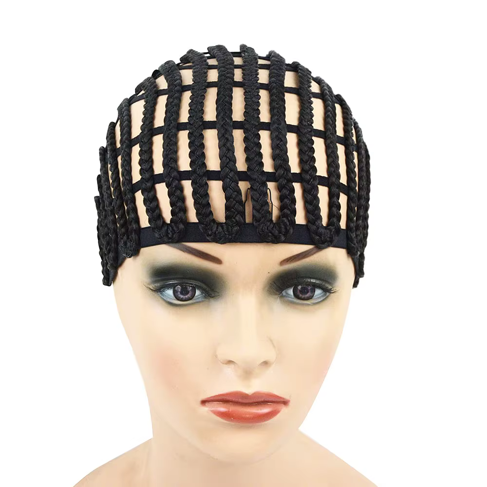 1 pièce de bonnet à perruque tressé noir pour la confection de perruques au crochet