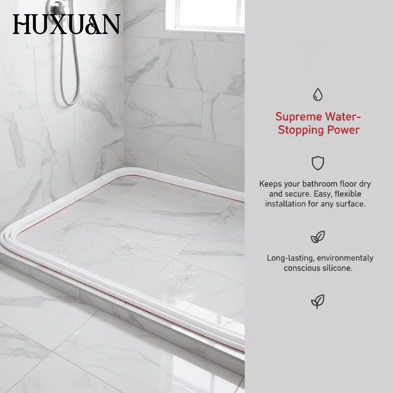 Bande de séparation PVC pour douche, 1 pièce, 1,2 m, barrière de salle de bain auto-adhésive, seuil flexible pour séparation zones humides et sèches