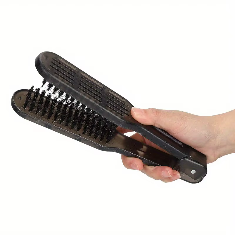 Brosse à pince, Double brosse pour lisser les cheveux
