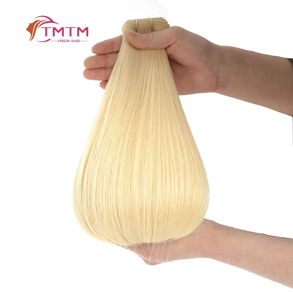 Extensions de cheveux humains vierges à trame plate à coudre