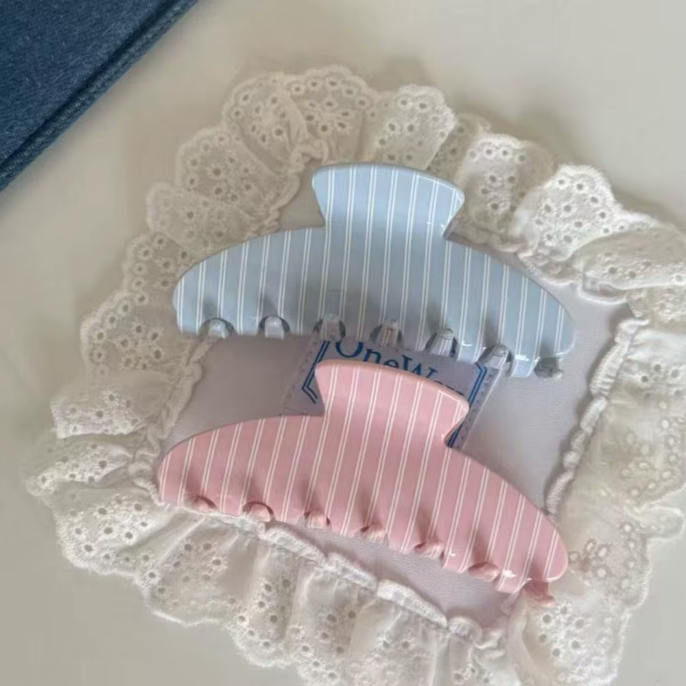Nouvelles pinces à cheveux coréennes bleues et roses à rayures pour femmes et filles