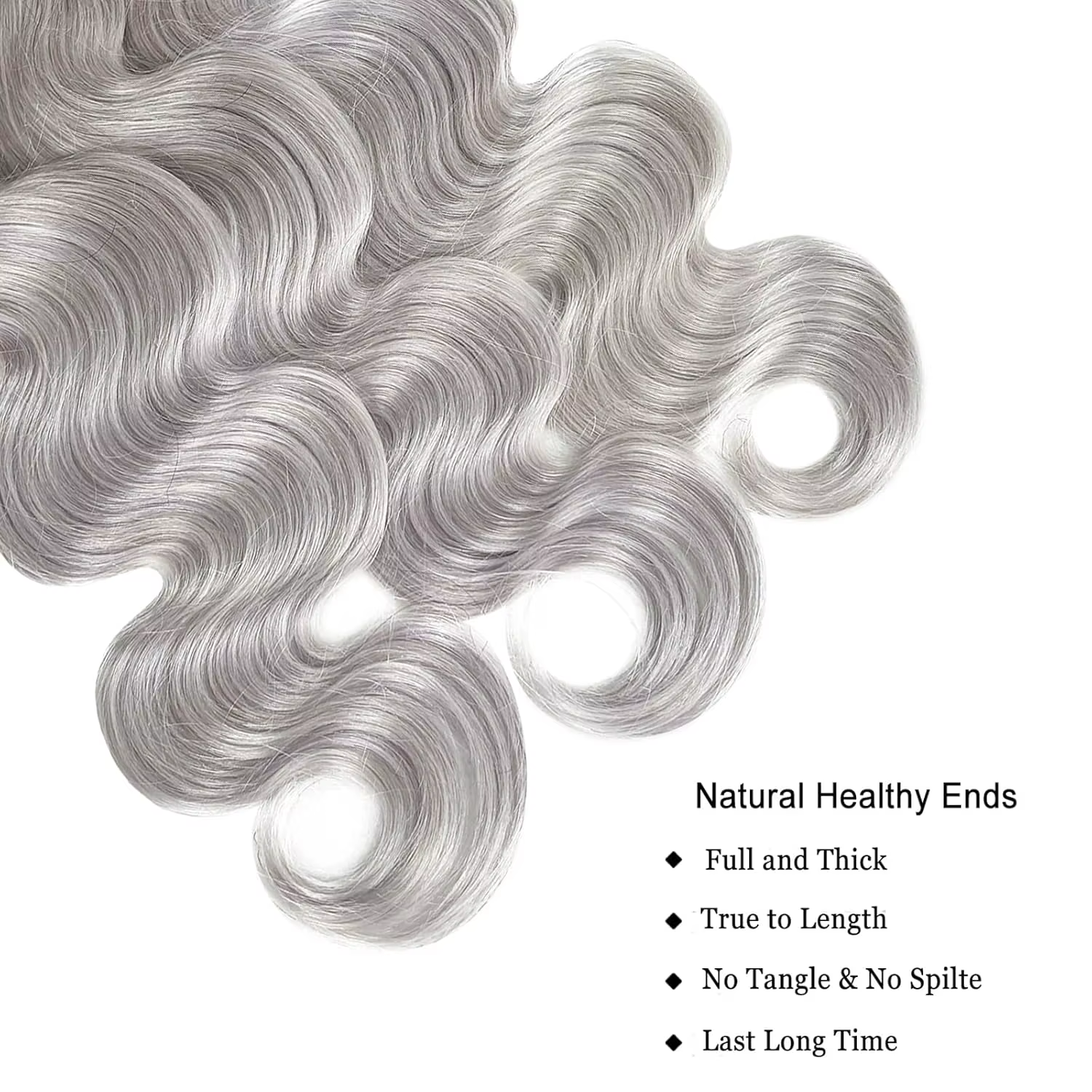 Tissage en lot 100% naturel Body Wave gris argenté
