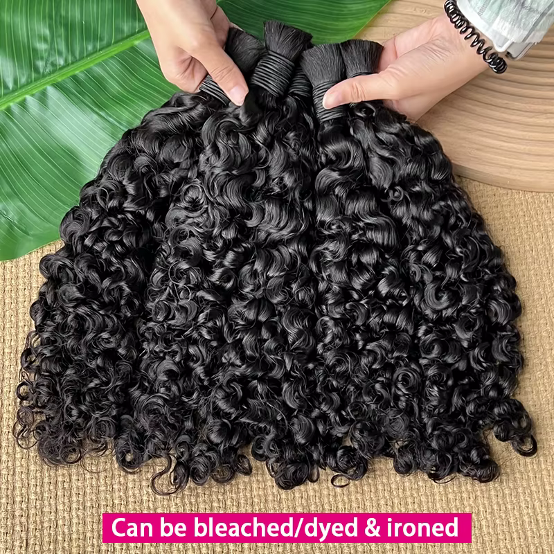 Cheveux humains en vrac bruts pour tresser en gros birmans bouclés Boho tresses Extensions