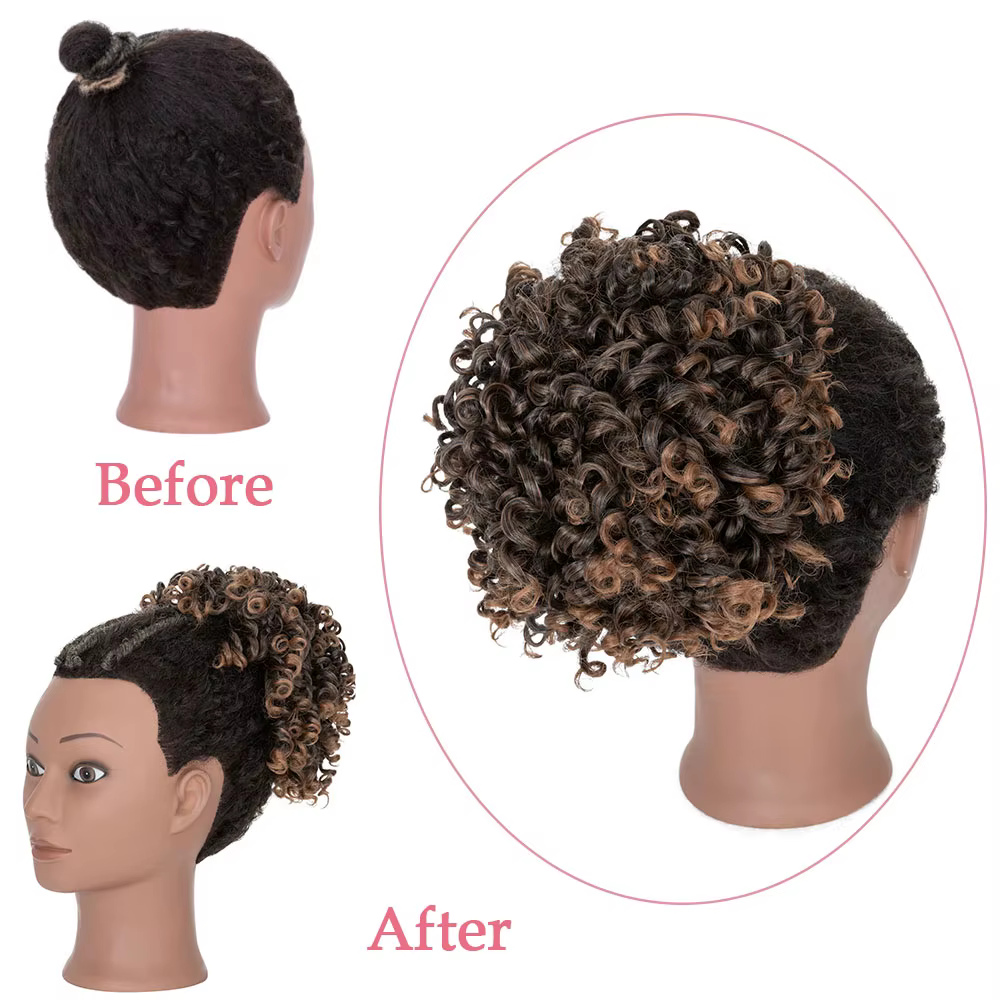 Benehair – queue de cheval synthétique avec cordon de serrage pour femmes, postiche Afro courte bouffante de 8 pouces, postiche crépue bouclée avec peignes stables