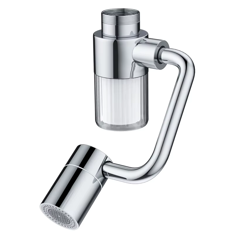 Nouveau 1440 ° Bras robotique pivotant avec filtre, Extension de robinet pivotante, aérateur, extension de robinet d'évier de cuisine, 2 modes de débit d'eau