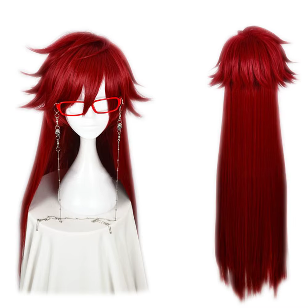 Perruque synthétique longue rouge Anime Grell Sutcliff