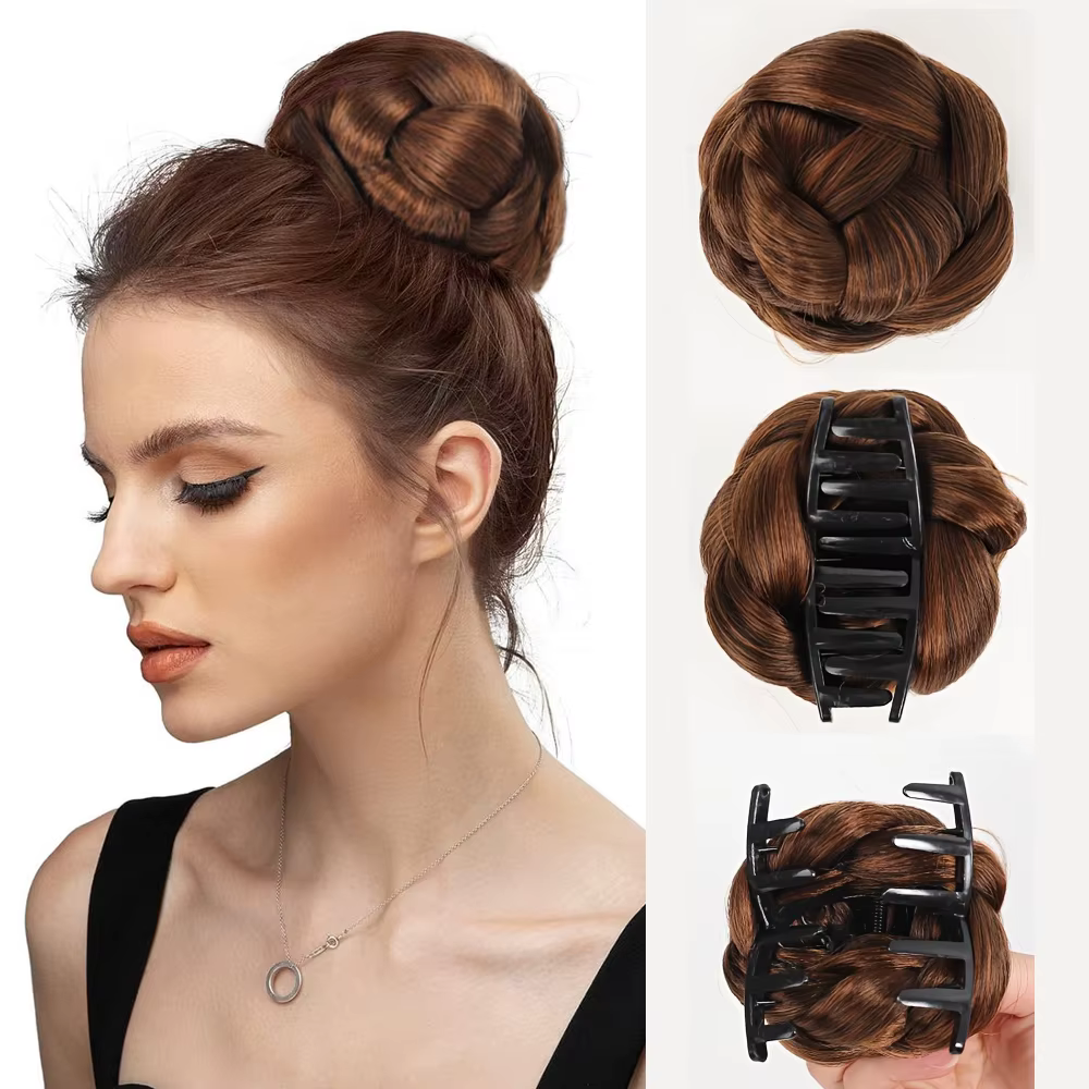 Perruque synthétique bouclée tressée avec pince à cheveux pour femme