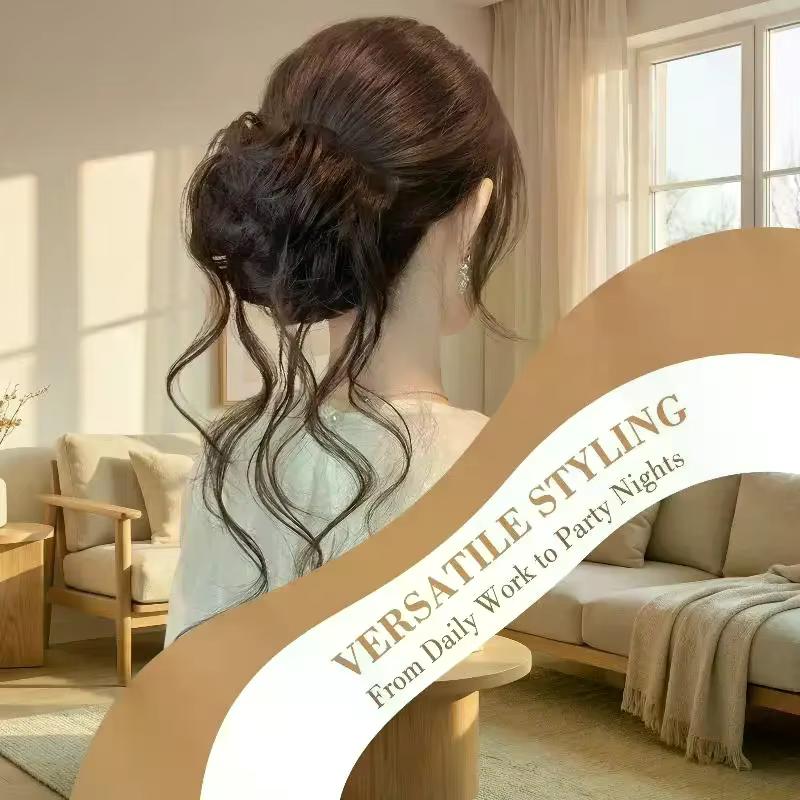 Chignon synthétique élégant et bouclé avec élastique