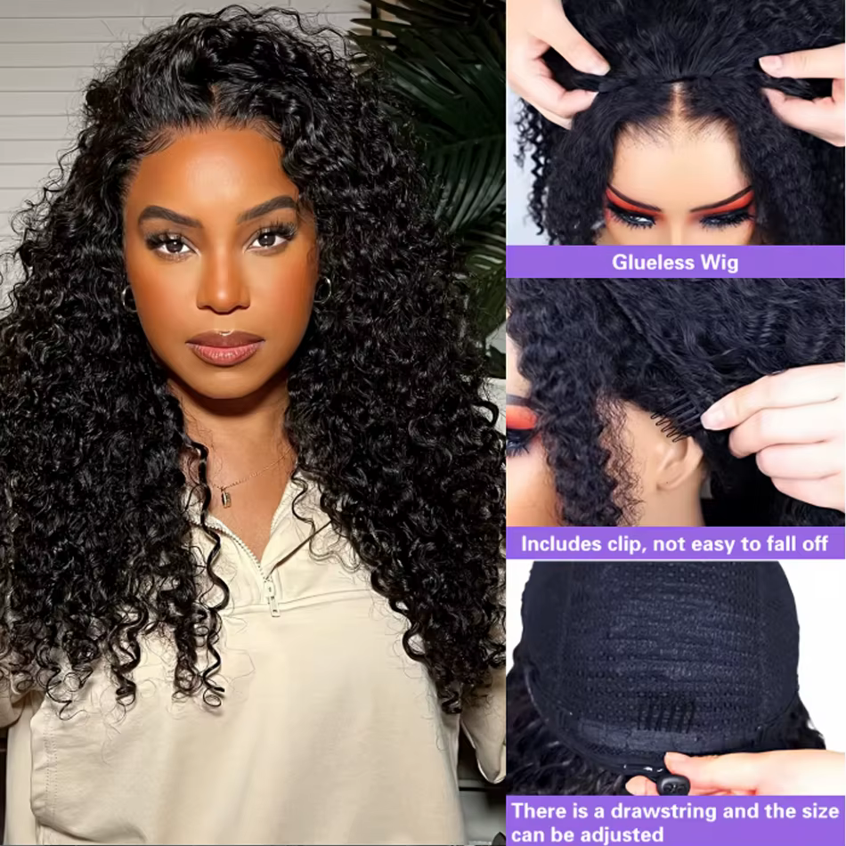 Perruque mi-tête Water Wave 3-en-1 en cheveux humains