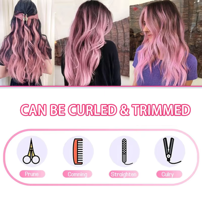 Extensions de cheveux synthétiques roses