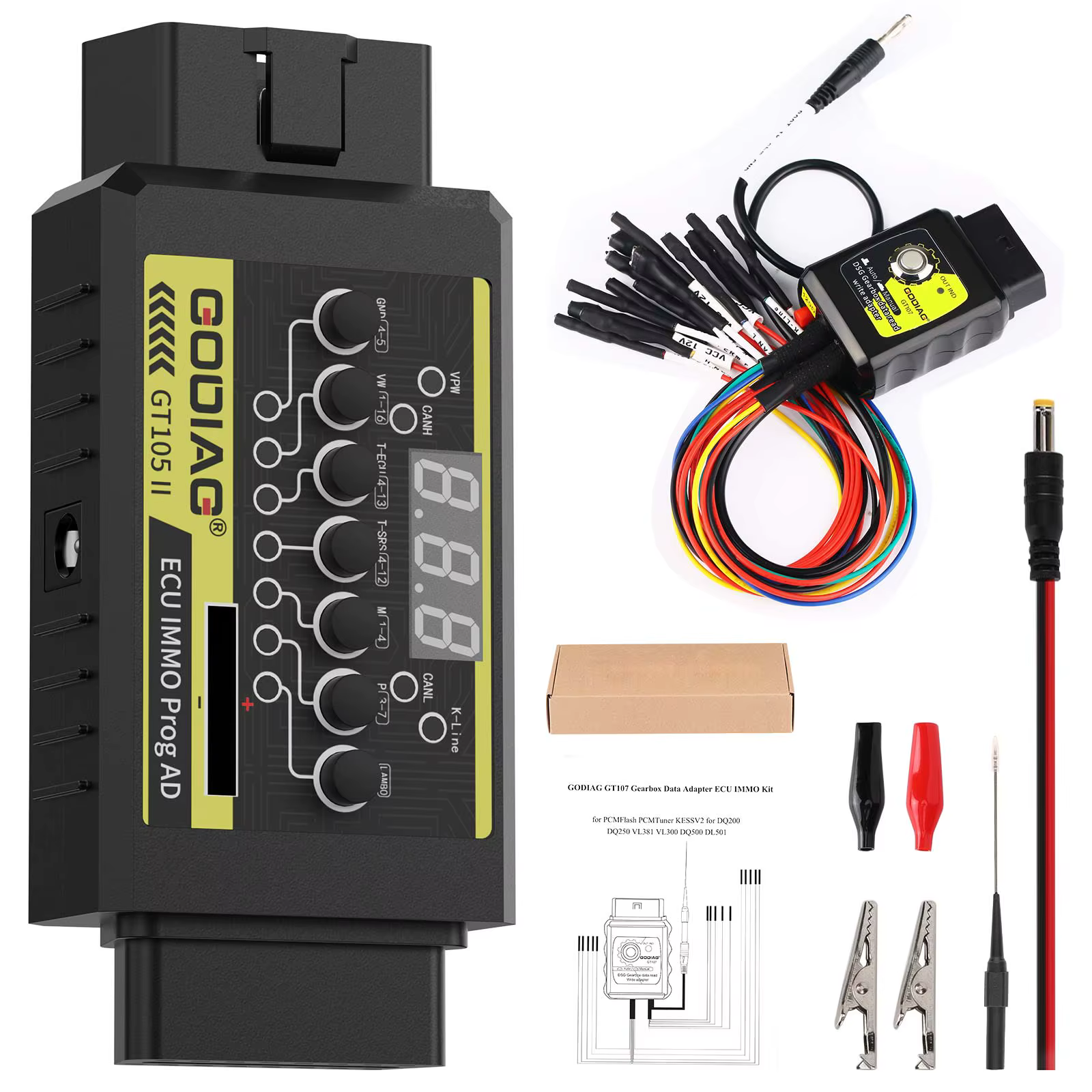 GODIAG GT107 + GT105 II DSG Plus adaptateur de données de boîte de vitesses pour Benz/BMW et G-A ECU/TCU câble ECU GPT adaptateur
