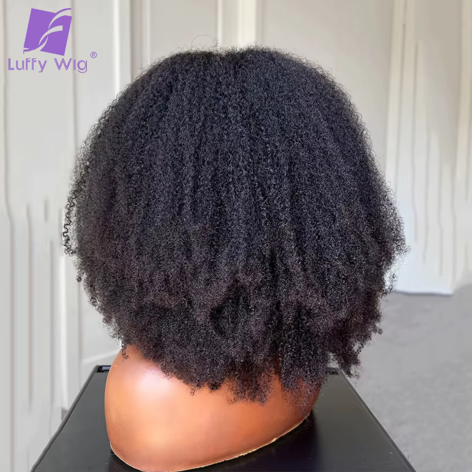 200 densité V forme perruque Afro crépus bouclés cheveux humains V partie