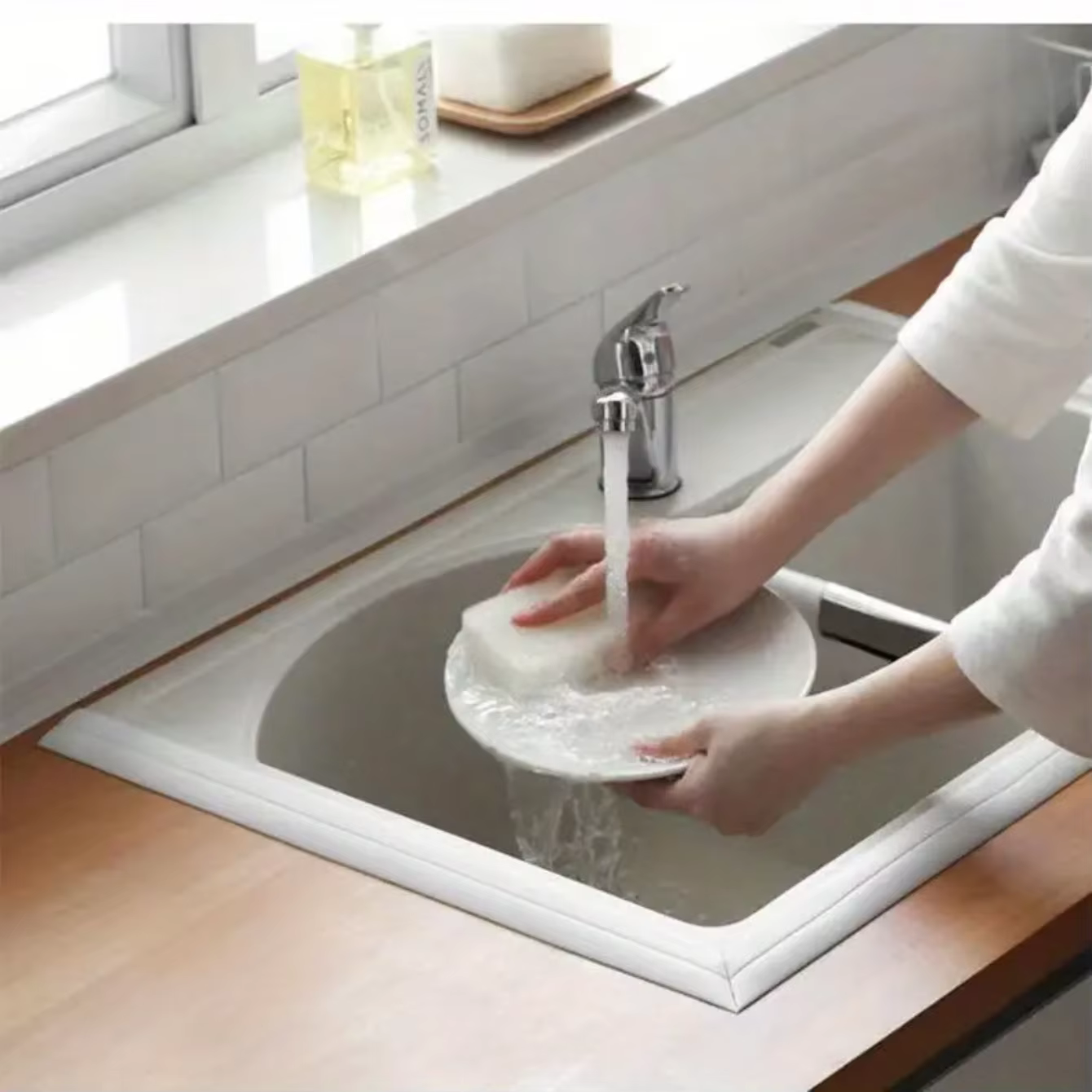 Ruban d'étanchéité étanche en PVC de 3,2 m pour évier de salle de bain, douche, baignoire et toilettes-autocollant mural auto-adhésif