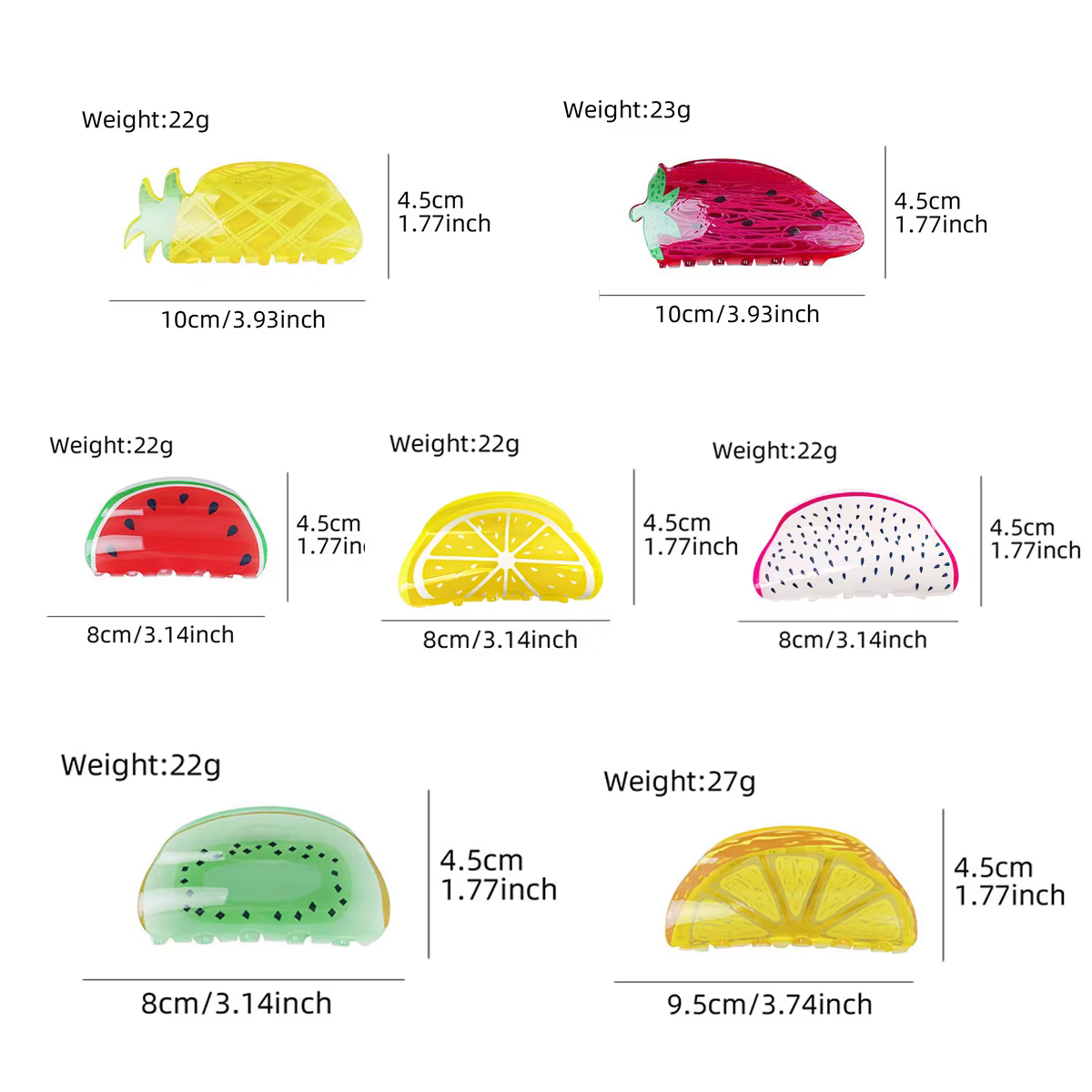 Pinces à cheveux pour femmes Fruits banane citron Kiwi réel Funnty mignon Kawaii Verstaile