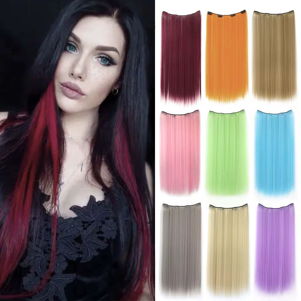 Extension de cheveux à clips colorée de 22 pouces pour femmes