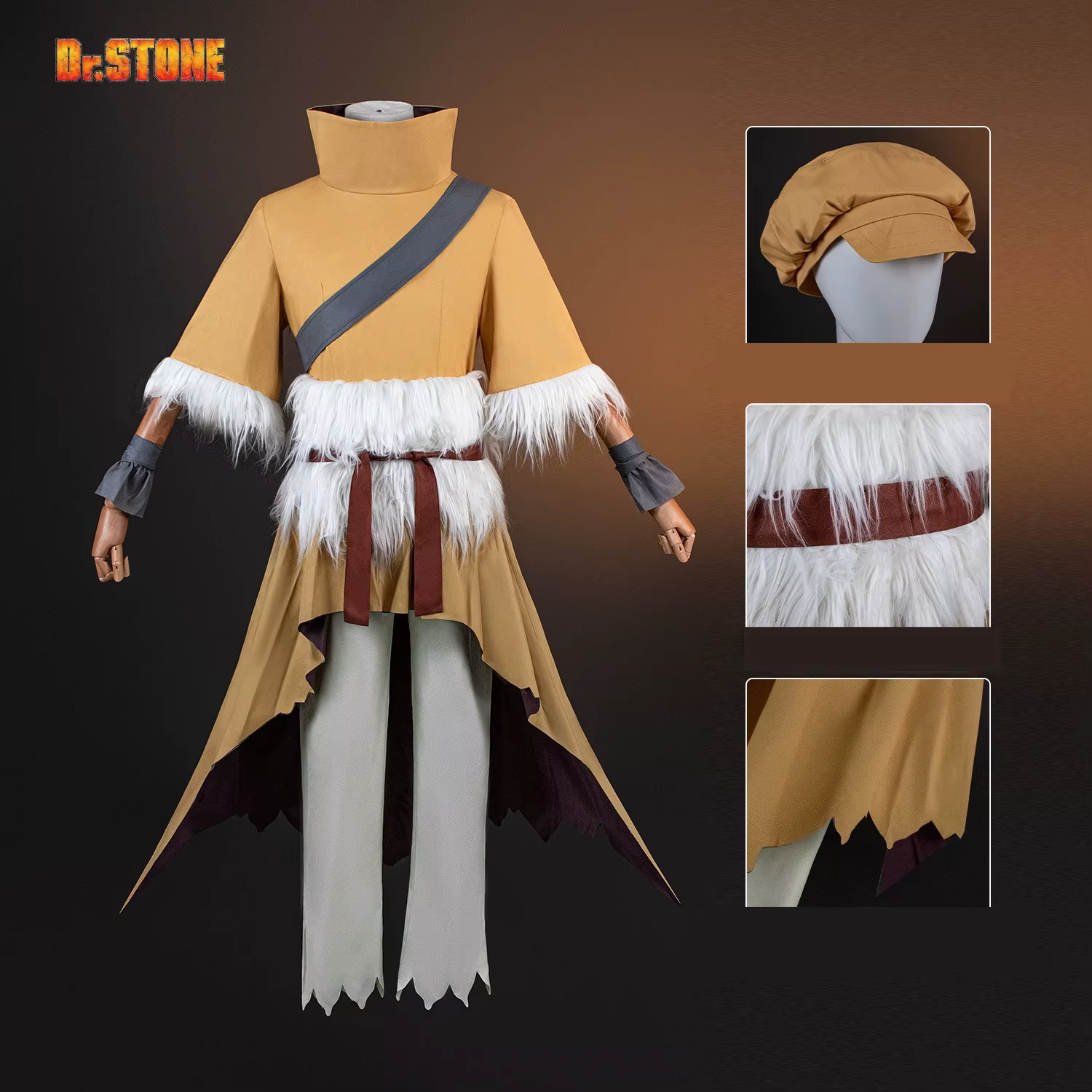 Dr. STONE Cosplay Costume cinq généraux sages Saionji Ukyo tenue chapeau perruque ensemble Halloween noël femme homme