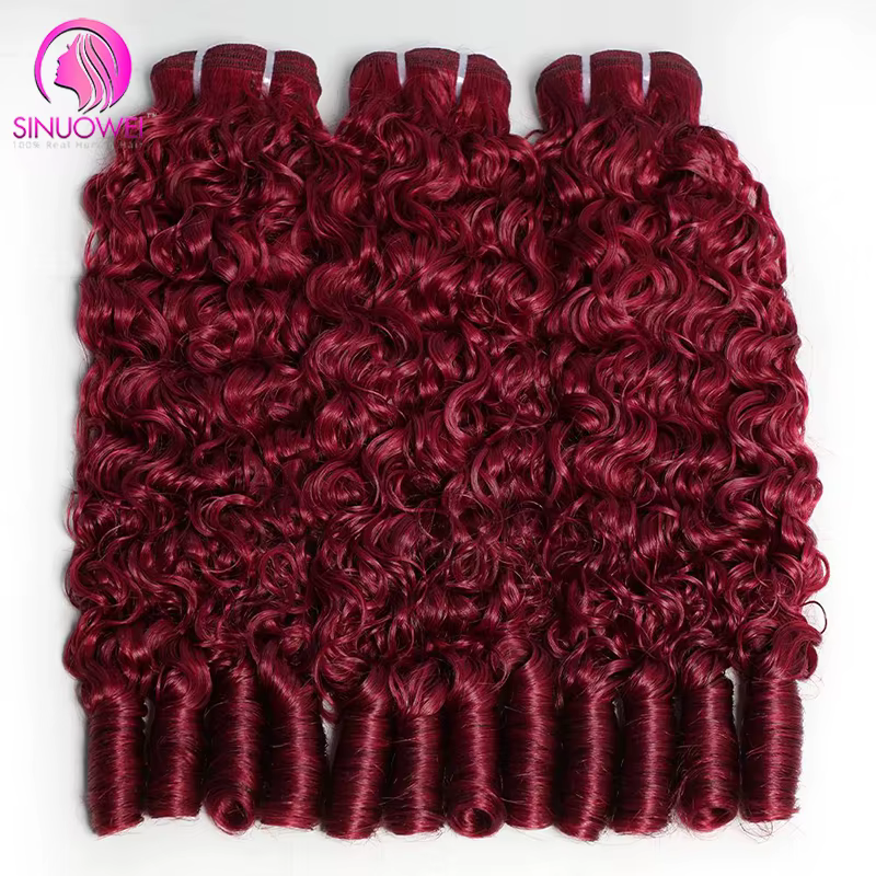 Extensions de cheveux humains bouclés birmans 99J Bourgogne
