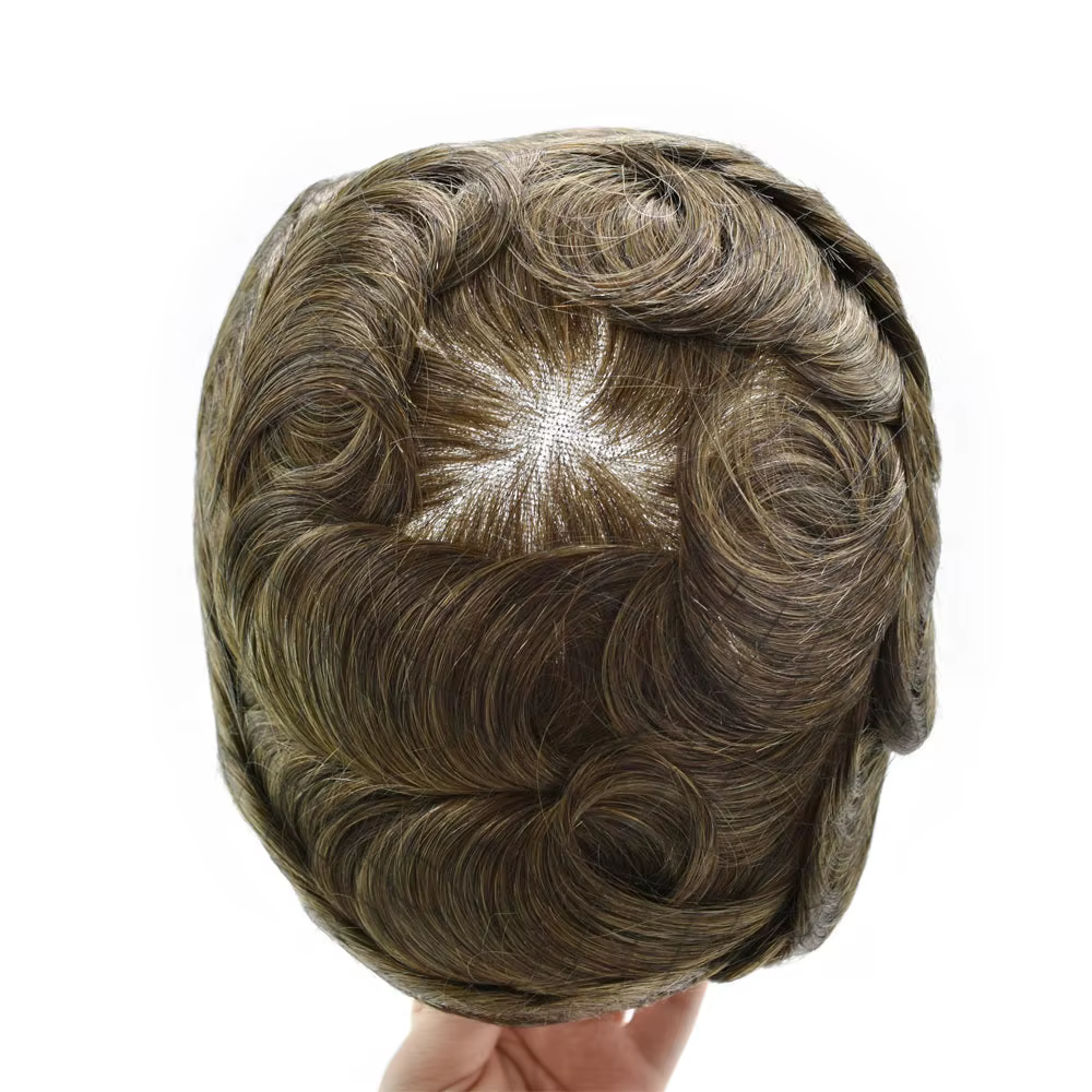 Perruques toupet cheveux humains pour hommes Mono Npu Base prothèse capillaire homme naturel