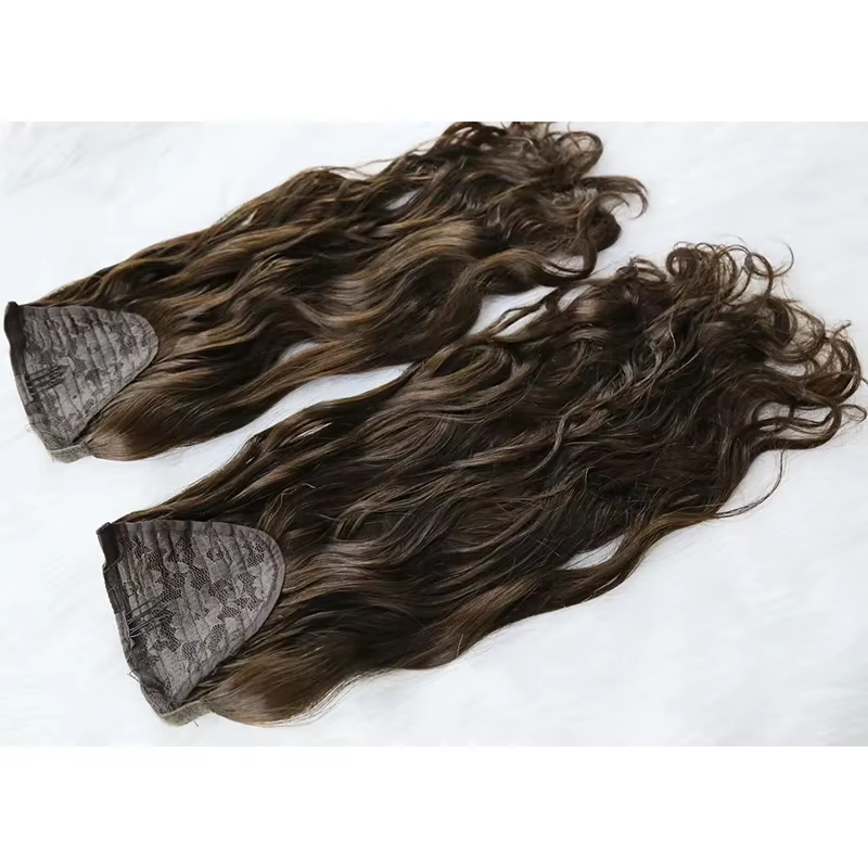 100% naturel vague d'eau cheveux humains Super Double dessiné Extensions de queue de cheval tressage pour le style de Volume et de longueur