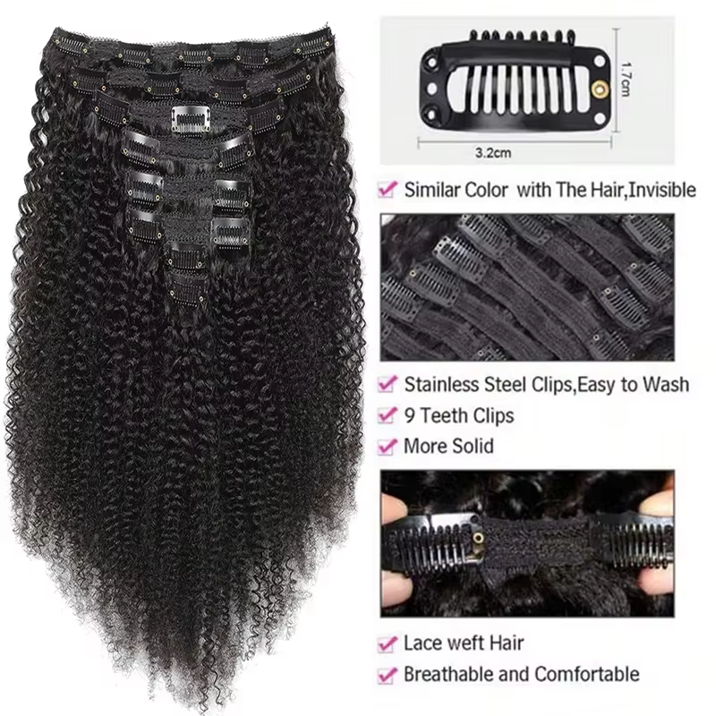 Extensions de cheveux afro bouclés à clipser