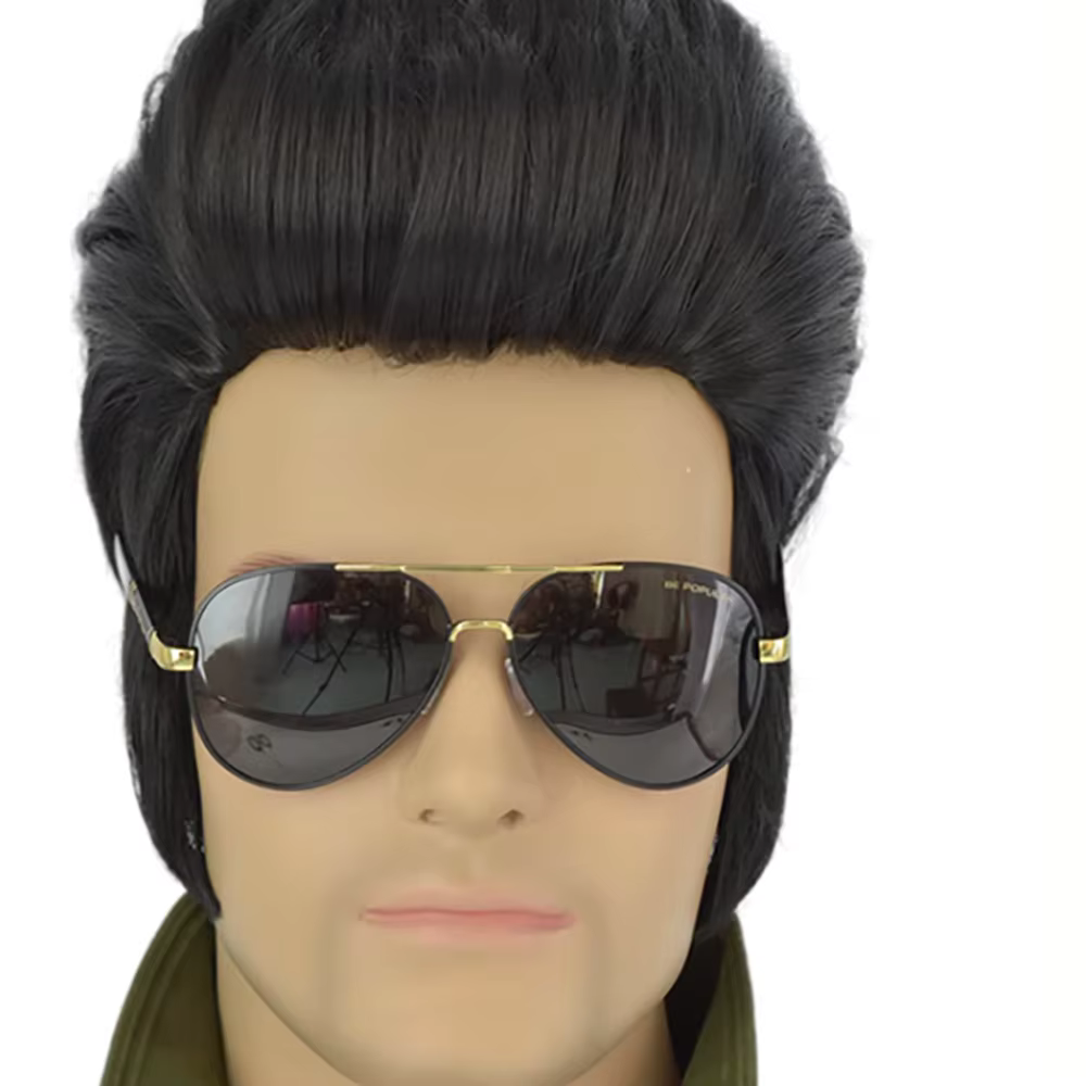 HAIRJOY cheveux synthétiques 50's hommes perruque noire