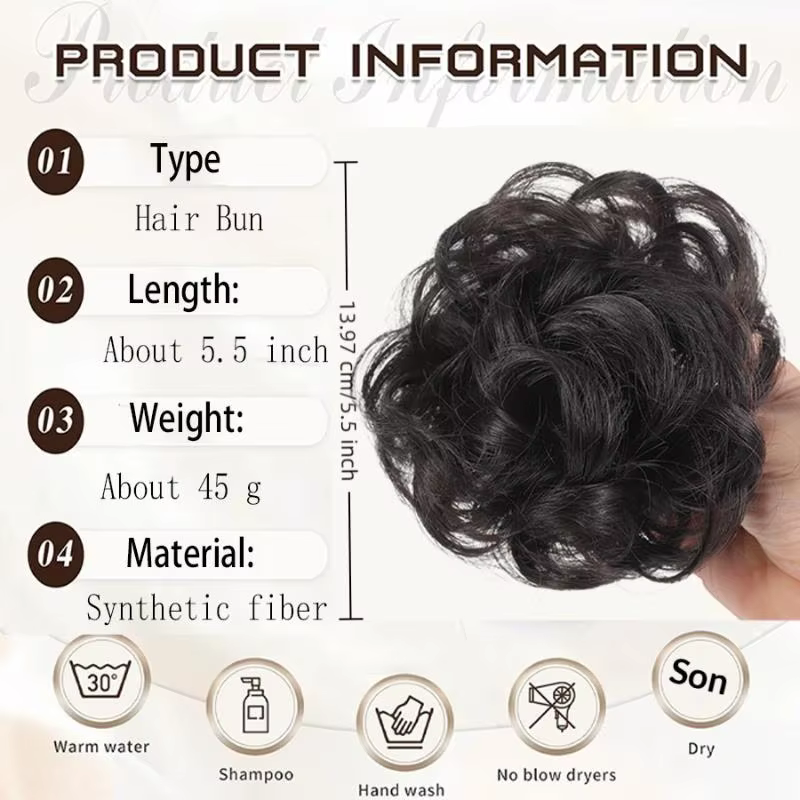 Nouveau! Chignon synthétique à clipser