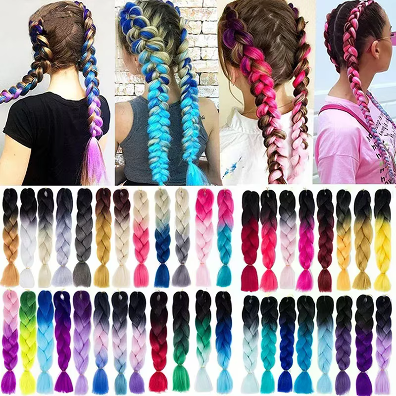 24 pouces Jumbo tresse synthétique tressage cheveux Ombre