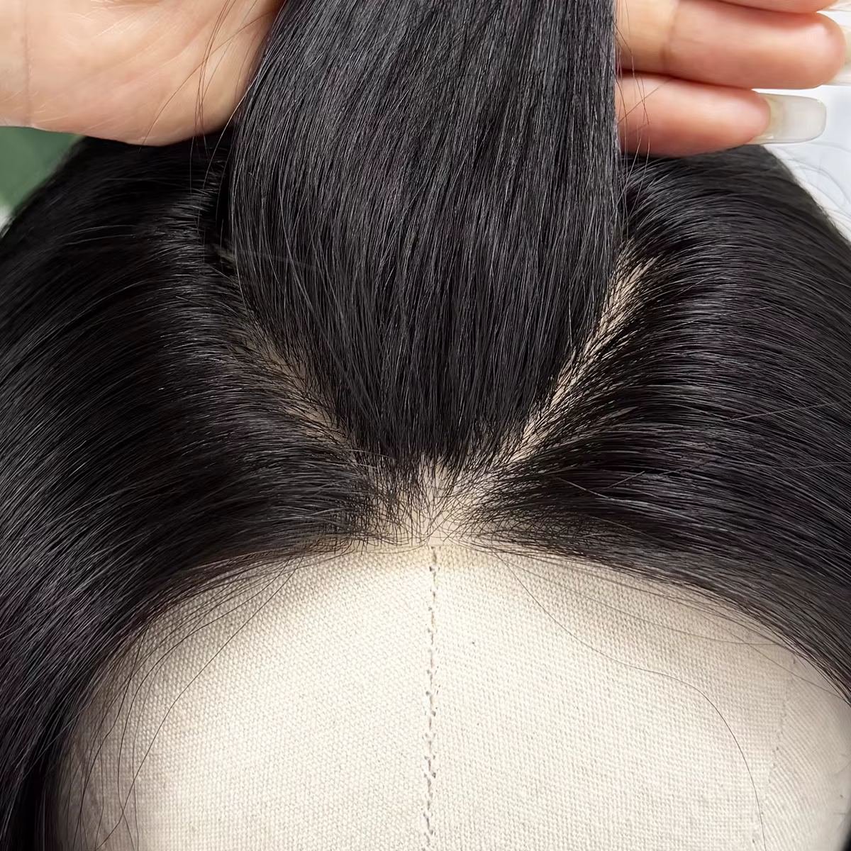 Perruque 100% Cheveux Humains Naturels avec Base en Soie et PU Bio