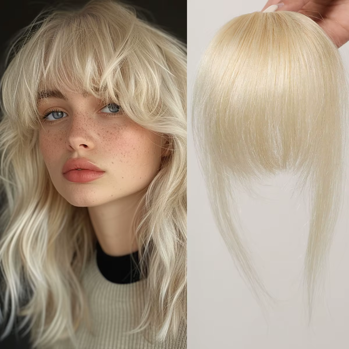 100% cheveux humains frange platine blond