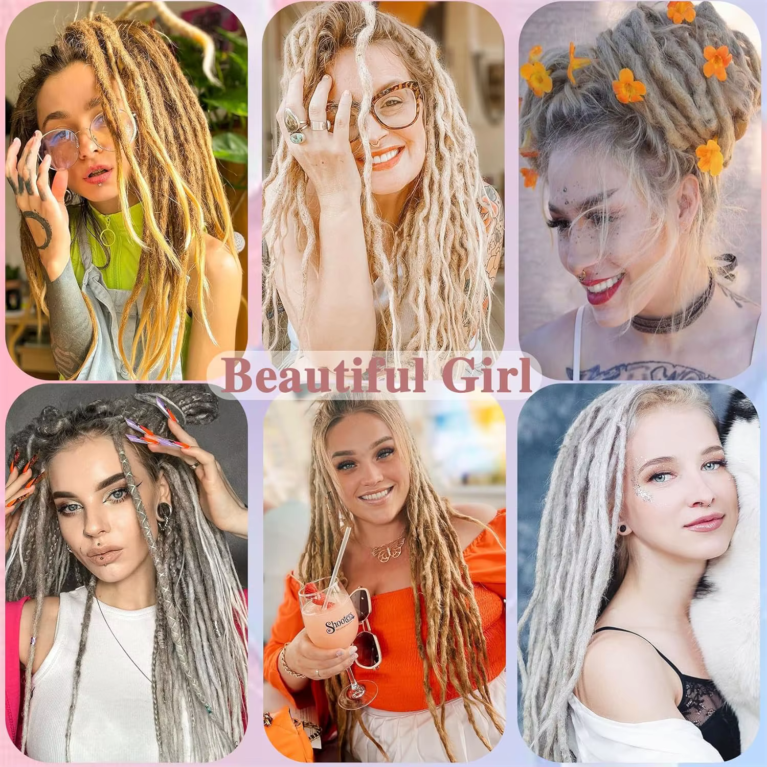 Extensions capillaires synthétiques Dreadlock de 24 pouces