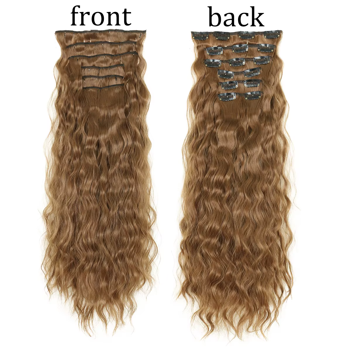 Extensions de cheveux synthétiques bouclés pour femmes et filles, postiche longue à clipser, style maïs ondulé, 16clips en 6 pièces, 22 po, 03/Party