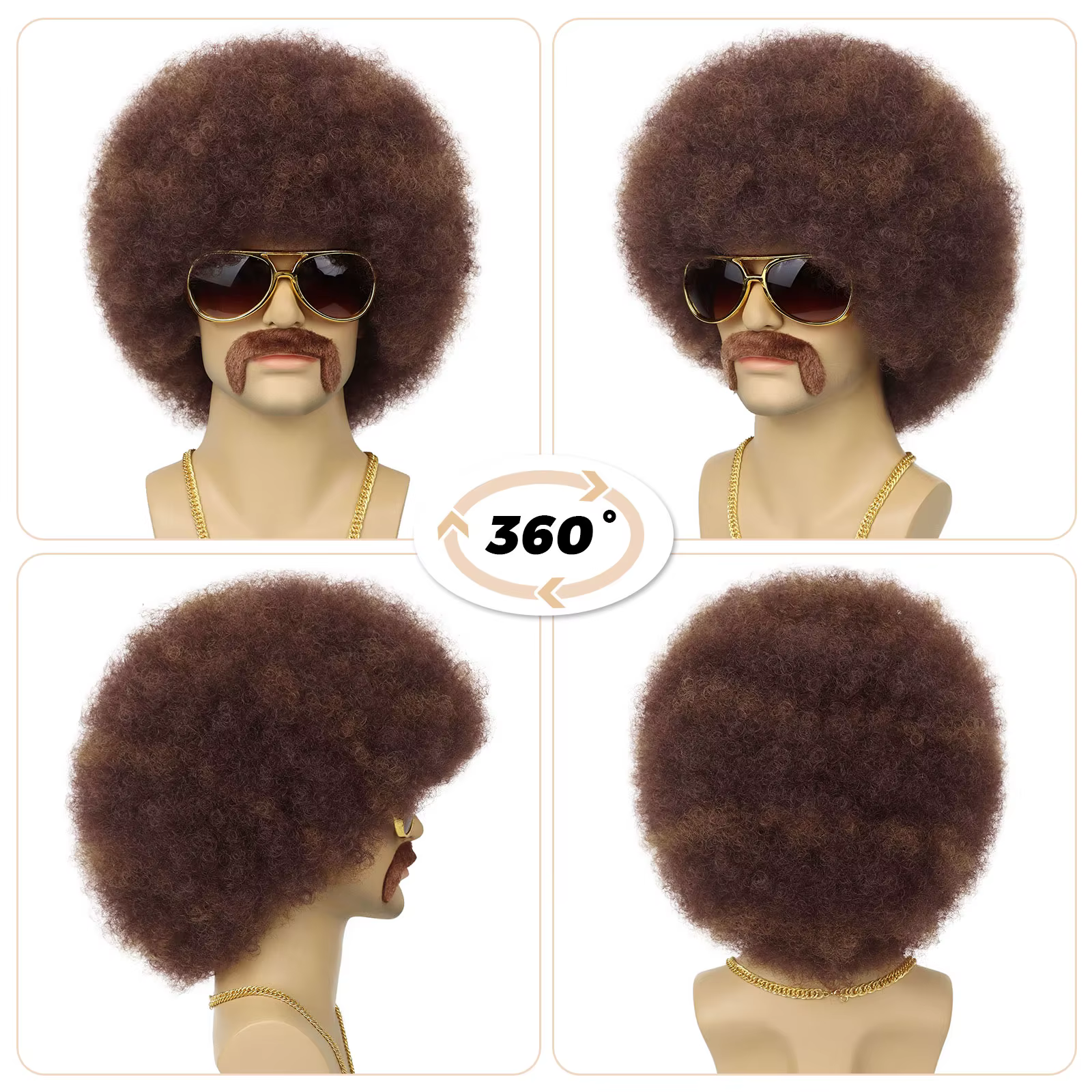 Perruque Afro synthétique bouffante pour hommes