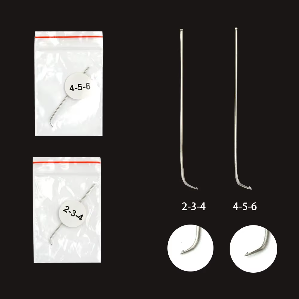 2 aiguilles allemandes pour la fabrication de perruques et 1 support en laiton pour aiguille de ventilation de perruque en dentelle